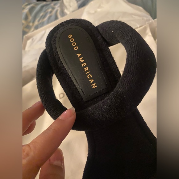 NIB Good American Women's Terry Slip On High Heel Sandals - Picture 3 of 7